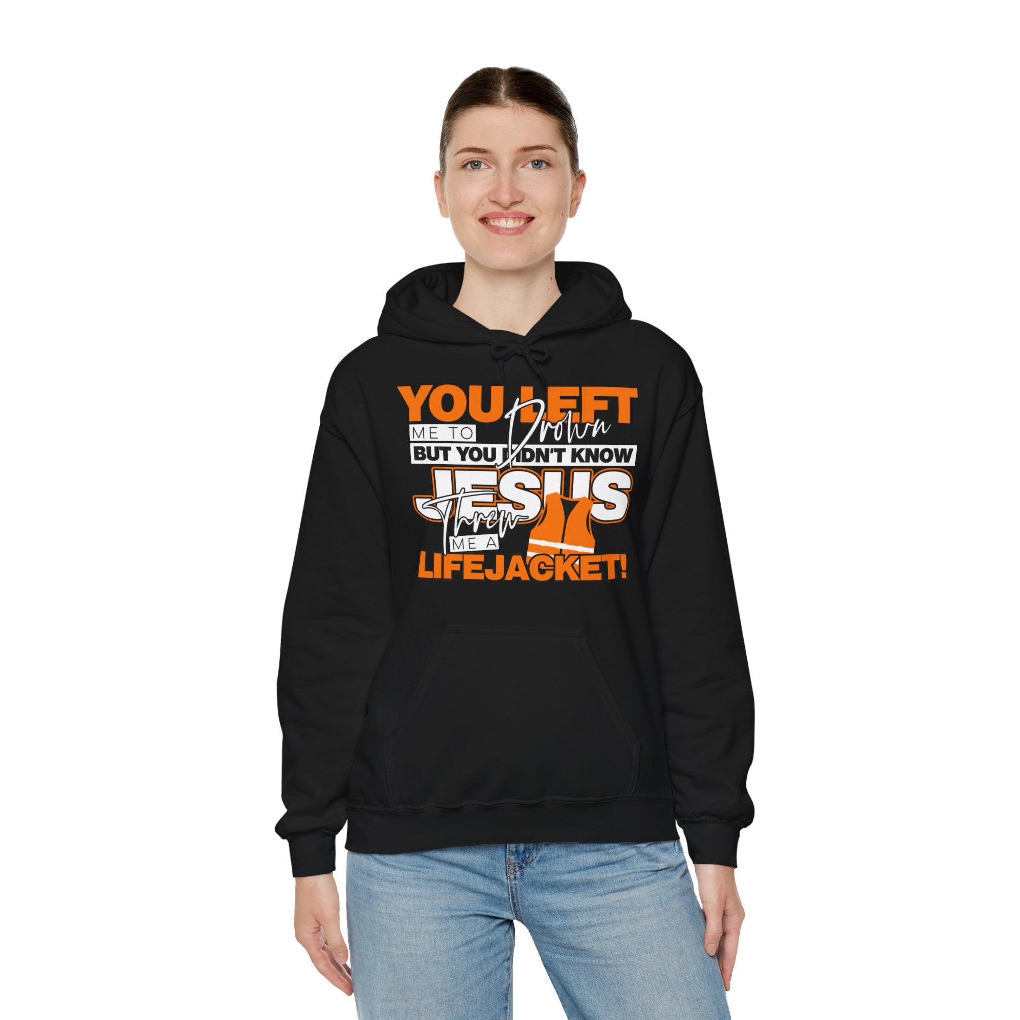 Unisex Heavy Blend™ Hooded Sweatshirt-You left me to drown message-Jesus